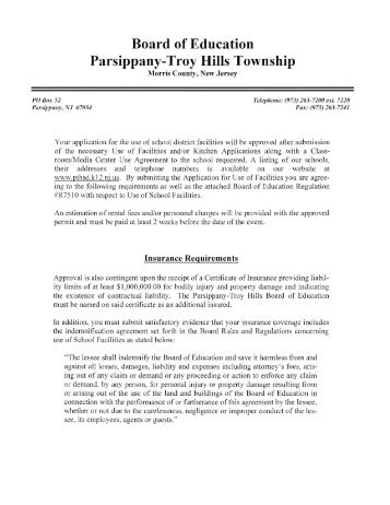 Policy 7510 Use of Facilities - the Parsippany-Troy Hills School District