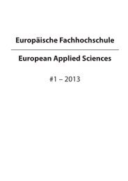 European Applied Sciences #1 â 2013 EuropÃ¤ische Fachhochschule