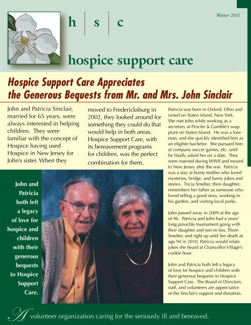 Winter 2011 Newsletter - Hospice Support Care, Inc.