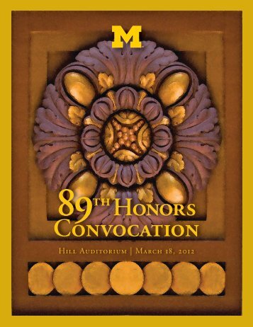 89th Annual Honors Convocation - University of Michigan