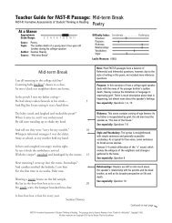 Teacher Guide for FAST-R Passage: Mid-term Break