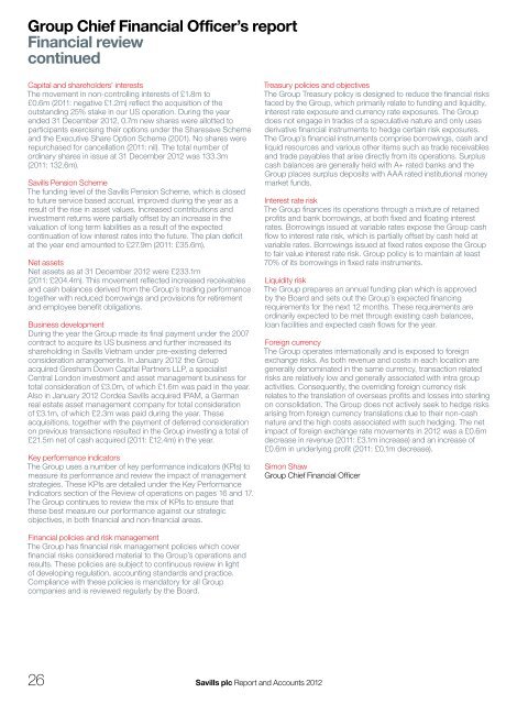 Savills plc 2012 Annual Report - (PDF) - Investor relations