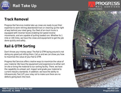 Rail Take Up - Progress Rail Services