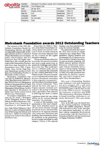 Metrobank Foundation awards 2012 Outstanding Teachers