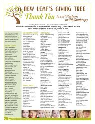 Thank You to our Partners in Philanthropy - A New Leaf