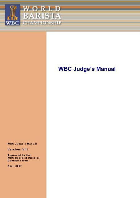 Wbc Judge S Manual World Barista Championship