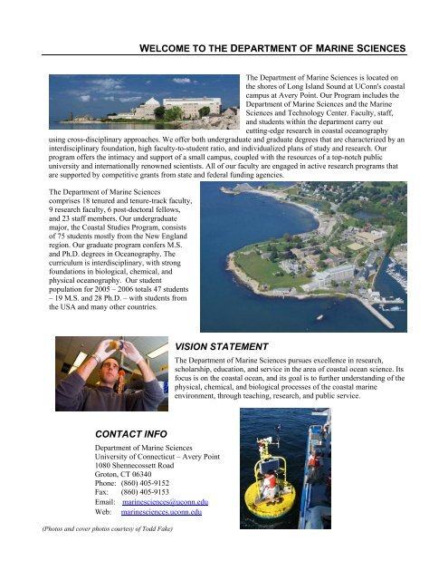 UNIVERSITY OF CONNECTICUT DEPARTMENT ... - Marine Sciences