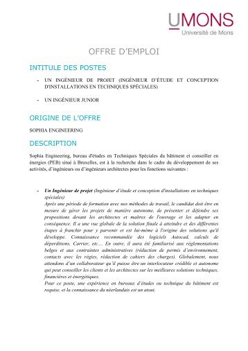 OFFRE D'EMPLOI