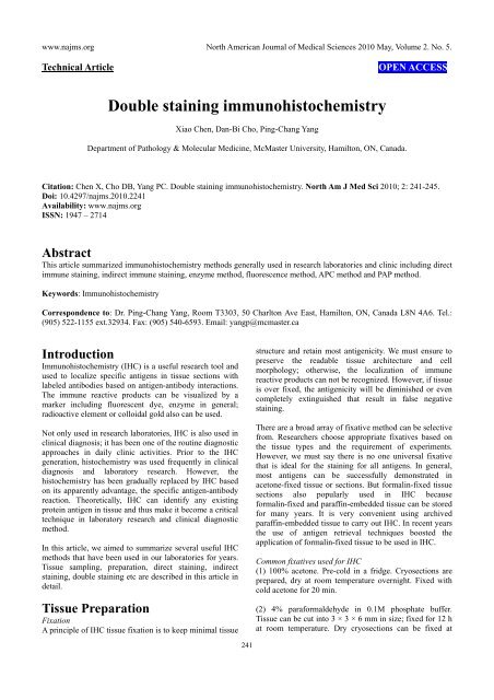 Double Staining Immunohistochemistry North American