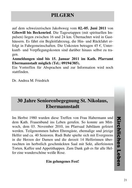 Pfarrbrief Weihnachten 2010 - St. Nikolaus