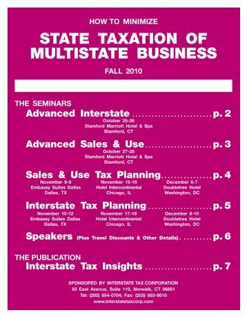 STATE TAXATION OF MULTISTATE BUSINESS - Alston & Bird, LLP