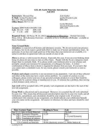 gel 60 class syllabus - UC Davis Geology