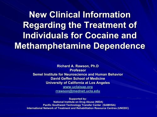 New Clinical Information for Treatment of Cocaine and Meth - UCLA ...
