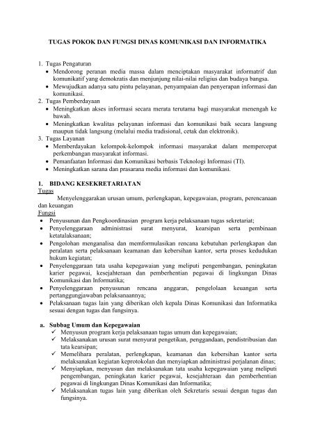Tugas Pokok Dan Fungsi Dinas Komunikasi Sumenep