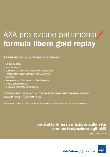 AXA protezione patrimonio formula libero gold replay