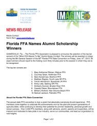 News Release - 2013 Alumni Essay Winners - Florida FFA Association