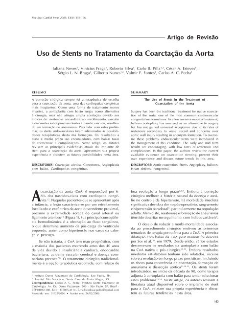 Uso de Stents no Tratamento da CoarctaÃ§Ã£o da Aorta