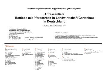 Adressenliste Betriebe mit Pferdearbeit in Landwirtschaft/Gartenbau ...