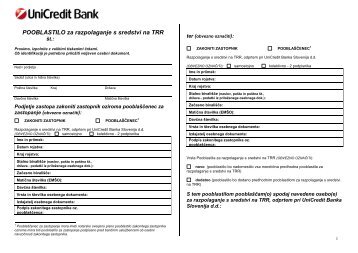 POOBLASTILO za razpolaganje s sredstvi na TRR - UniCredit ...