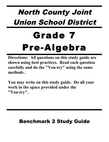 NCJUSD Grade 7 Pre-Algebra Benchmark 2 Study Guide