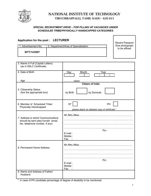 Special Recruitment Drive for Filling up backlog vacancies in ST