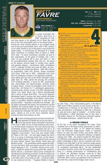 at a glanceâ¦ BRETT FAVRE - Packers