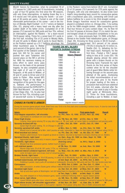 at a glanceâ¦ BRETT FAVRE - Packers