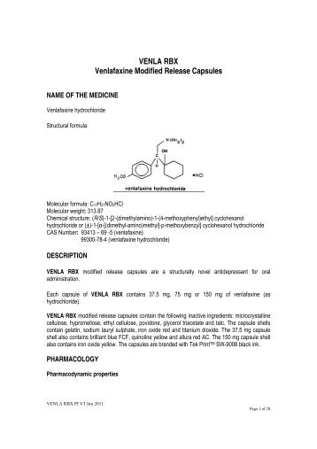 VENLA RBX Venlafaxine Modified Release Capsules - Ranbaxy