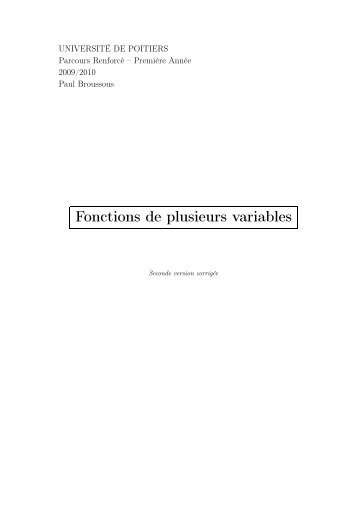 Fonctions de plusieurs variables - MathÃ©matiques - UniversitÃ© de ...