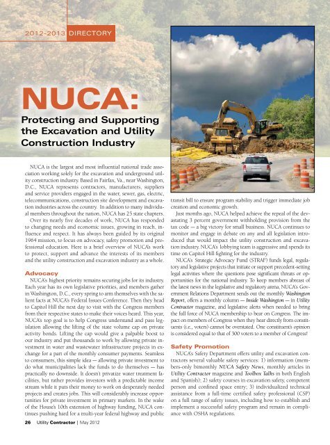 2012-2013 NUCA Membership Directory - Utility Contractor Magazine