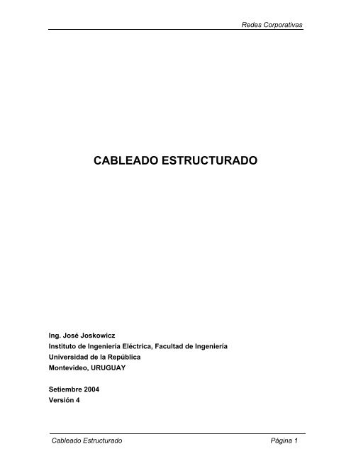 Cableado Estructurado - IngenierÃ­a InformÃ¡tica y de Sistemas