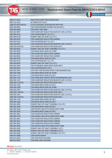 Replacement Spare Parts for MERCEDES-BENZ 1