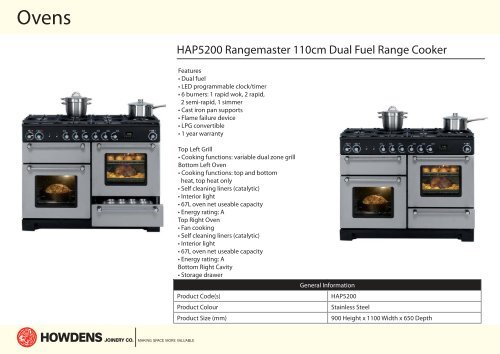 HAP5200 Rangemaster 110cm Dual Fuel Range Cooker