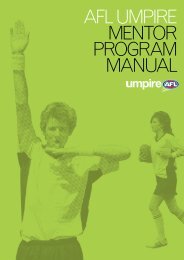 AFL UMPIRE MENTOR PROGRAM MANUAL - AFL Community