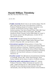 Harold William Thimbleby - Department of Computer Science ...