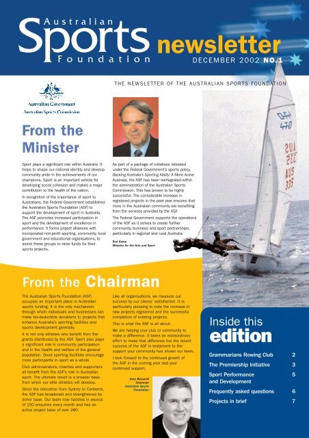 ASF Newsletter - December 2002 - Australian Sports Foundation