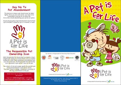 A Pet Is For Life Brochure Agri Food Veterinary Authority Of