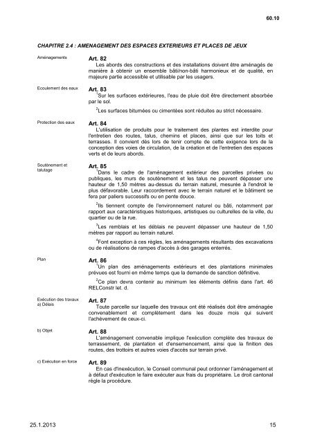 REGLEMENT D'AMENAGEMENT COMMUNAL (RAC) - Ville de La ...