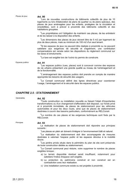 REGLEMENT D'AMENAGEMENT COMMUNAL (RAC) - Ville de La ...