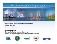 U.S. LWR Sustainability Program - Energetics Meetings and Events