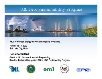 U.S. LWR Sustainability Program - Energetics Meetings and Events