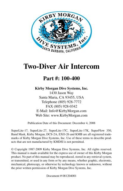 Two-Diver Communications Manual - DECA | Diving Equipment ...