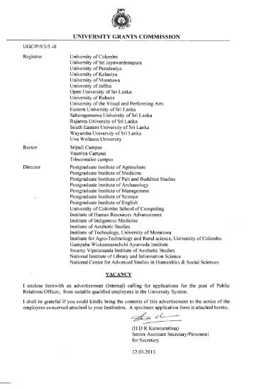 letter.pdf - University Grants Commission - Sri Lanka