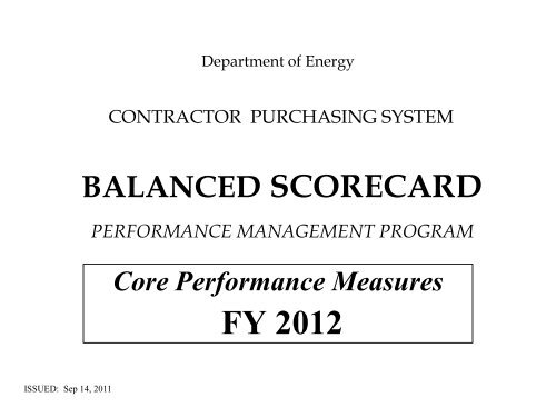 Balanced Scorecard - U.S. Department of Energy