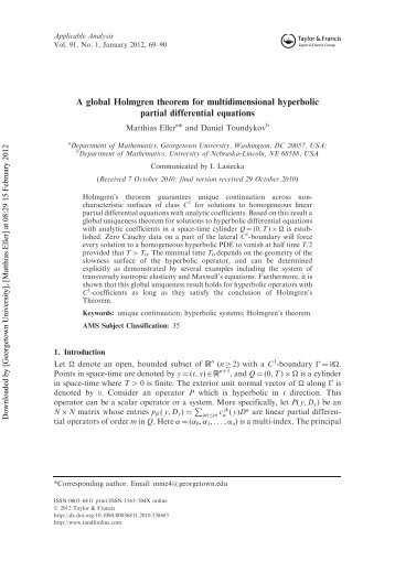 A global Holmgren theorem for multidimensional hyperbolic partial ...