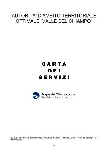 Scarica la carta dei Servizi.pdf (84 Kb) - Acque del Chiampo SpA