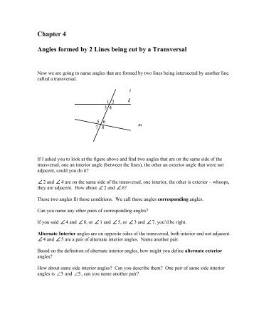 Ch 4 Angles, Parallel lines - Hanlon Math