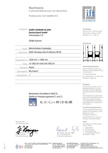 Nachweis Rw (C; Ctr) = 50 (-2;-6) dB - FGT Glaswerk GmbH