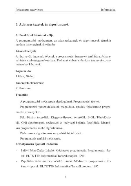 szakvizs - ELTE Informatikai Kar