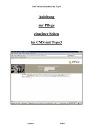 Anleitung zur Pflege einzelner Seiten im CMS mit Typo3